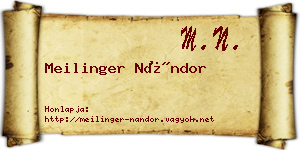 Meilinger Nándor névjegykártya